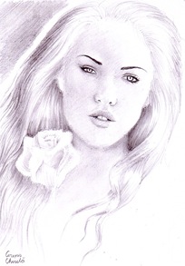 Portret de fata desen in creion