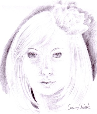 terrorist Correspondence cordless Portret de fata cu floare in par, desen in creion – Desene si picturi de  Corina Chirila