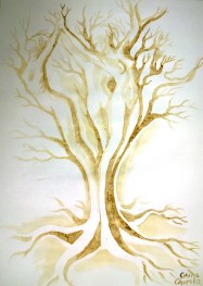 Arborele iubirii pictura facuta cu cafea - The tree of love coffee painting