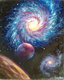 Galaxie pictura ulei pe panza - Galaxy oil on canvas painting